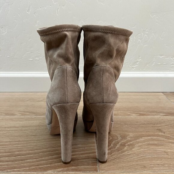 Miu Miu Taupe Suede Platform Ankle Booties - Picture 2 of 9